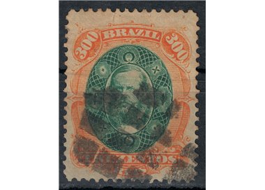 BRASILE 1878 Pedro II 300r arancio e verde us