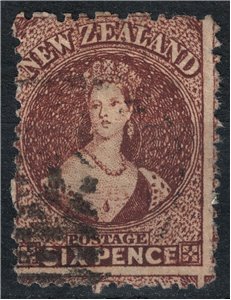 NEW ZEALAND 1864-66 Queen Victoria 6p brown red us