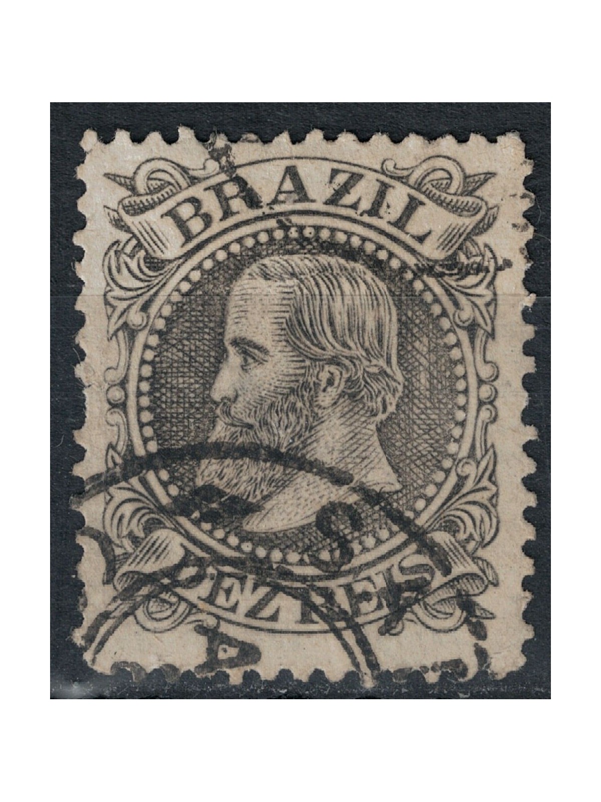 BRAZIL 1882-85 Pedro II 10r black us