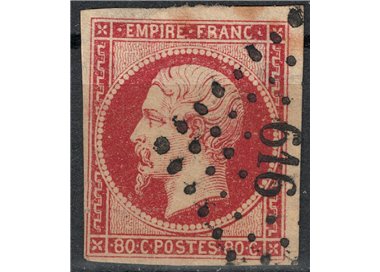 FRANCIA 1853-60 Effigie di Napoleone III, 80c carminio rosa us