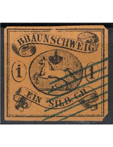 BRUNSWICK 1853-65 Stemma 1s nero su giallo us