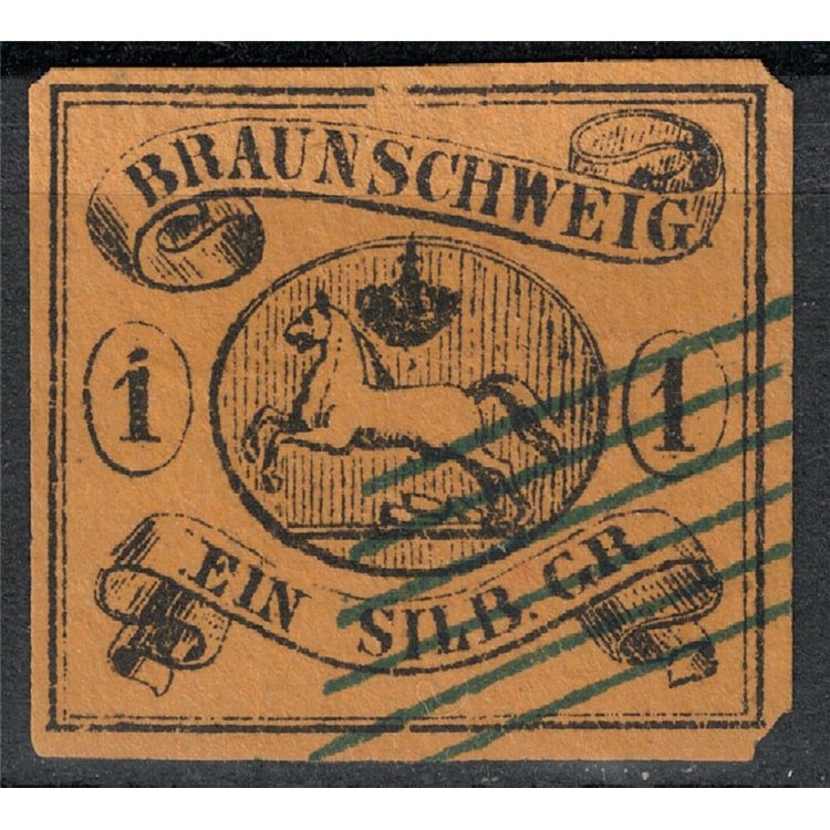 BRUNSWICK 1853-65 Stemma 1s nero su giallo us