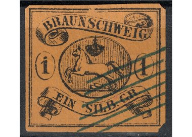 BRUNSWICK 1853-65 Stemma 1s nero su giallo us
