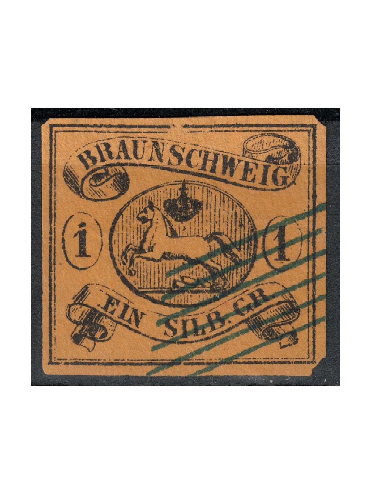 BRUNSWICK 1853-65 Stemma 1s nero su giallo us