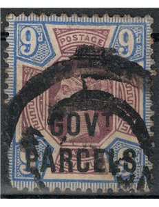 GREAT BRITAIN 1888-1901 Service (GOV. T PARCELS) 9p blue and purple brown us
