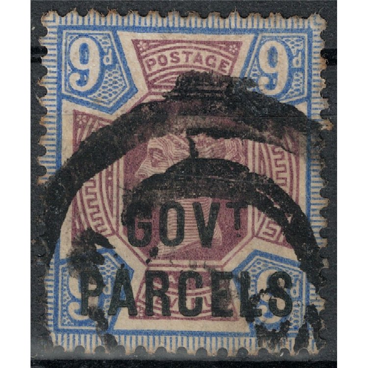 GRAN BRETAGNA 1888-1901 Servizio (GOV. T PARCELS) 9p azzurro e viola bruno us