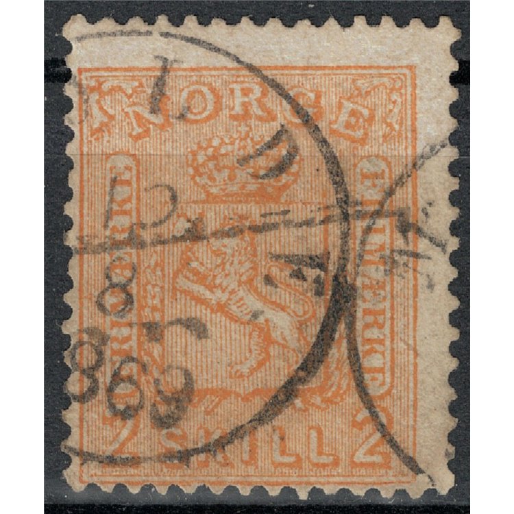 NORVEGIA 1867-68 Stemma con leone rampante, 2 sk arancio us