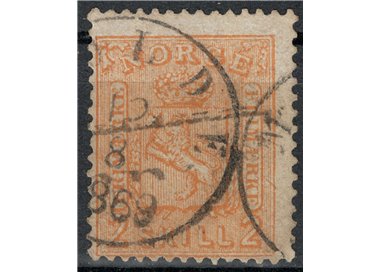 NORVEGIA 1867-68 Stemma con leone rampante, 2 sk arancio us