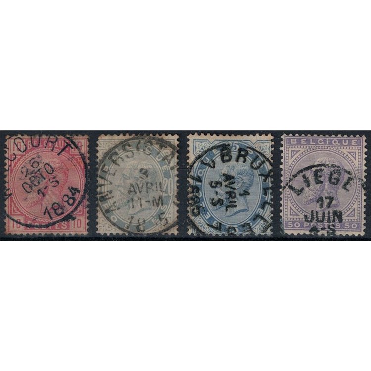 BELGIO 1883 Re Leopoldo II 4v us