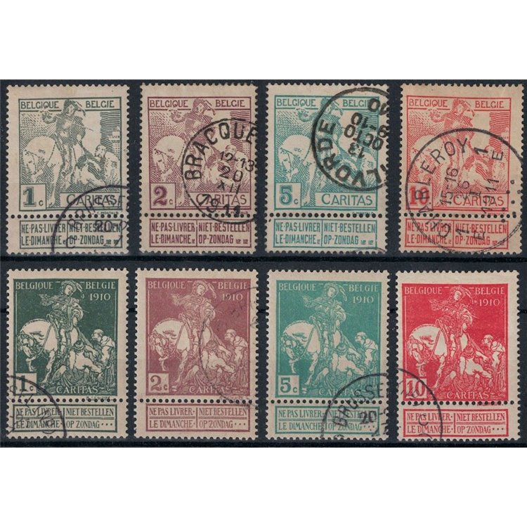 BELGIO 1910 Pro opere antitubercolari 8v us