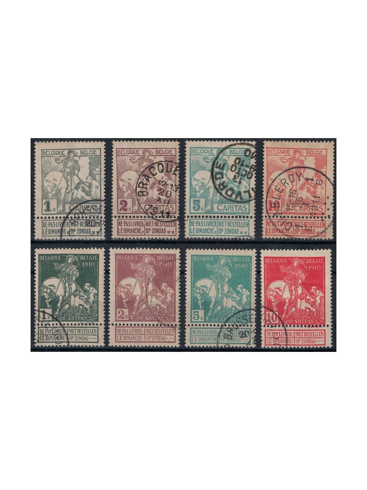 BELGIO 1910 Pro opere antitubercolari 8v us