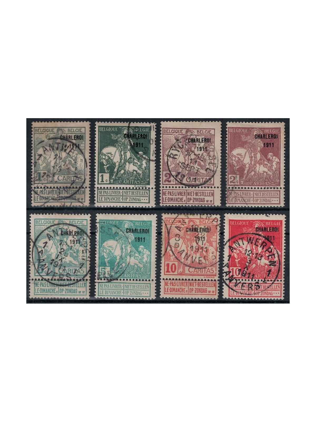 BELGIO 1911 Esposizione di Charleroi 8v us
