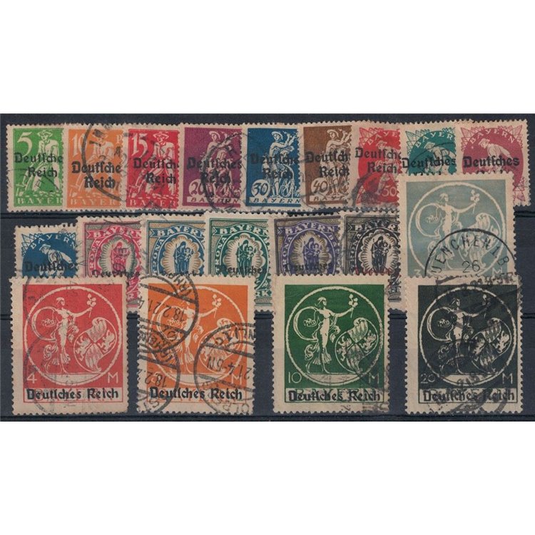 GERMANY REICH 1920 Bavarian stamps overprinted 20v us