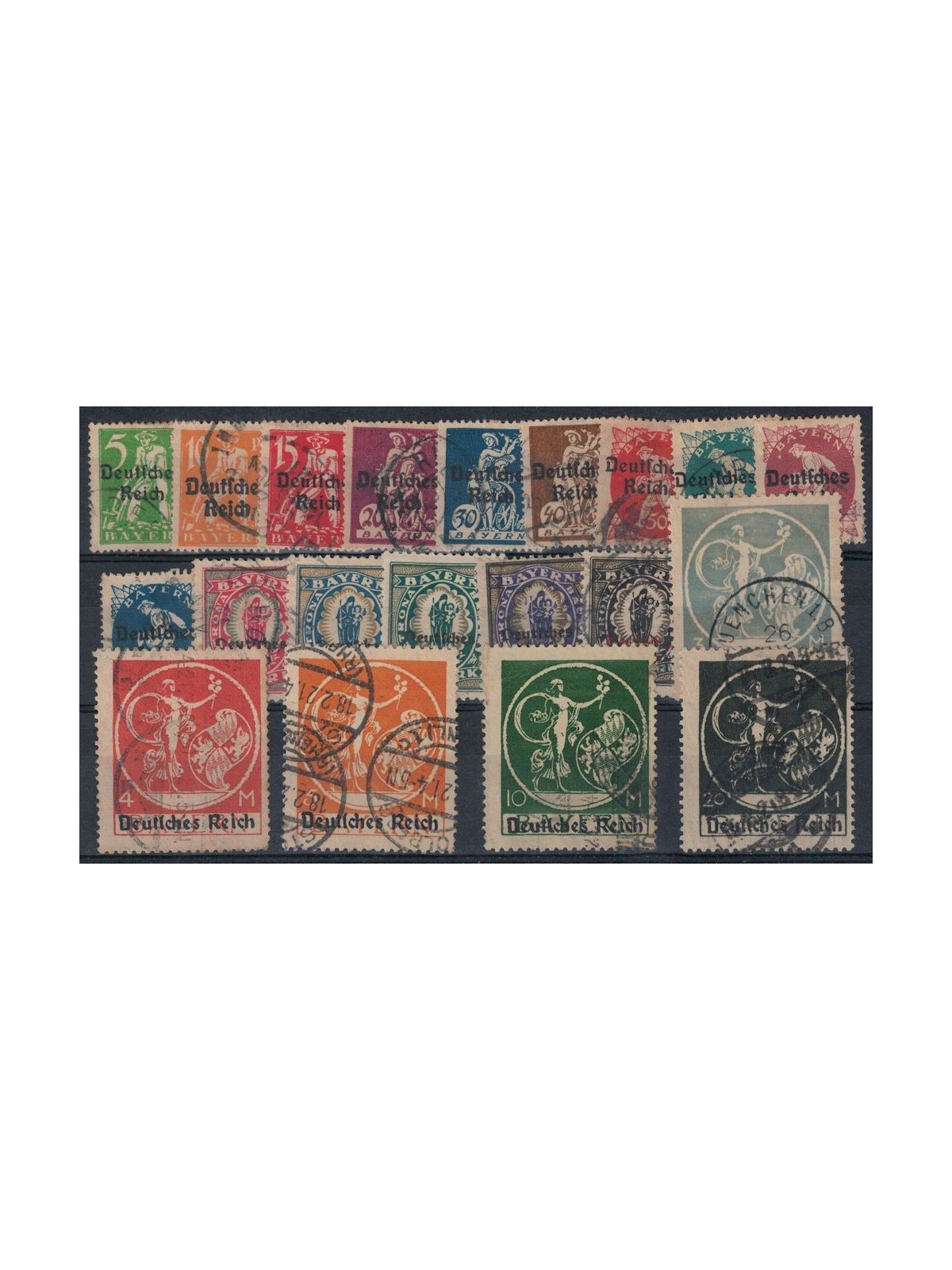 GERMANY REICH 1920 Bavarian stamps overprinted 20v us