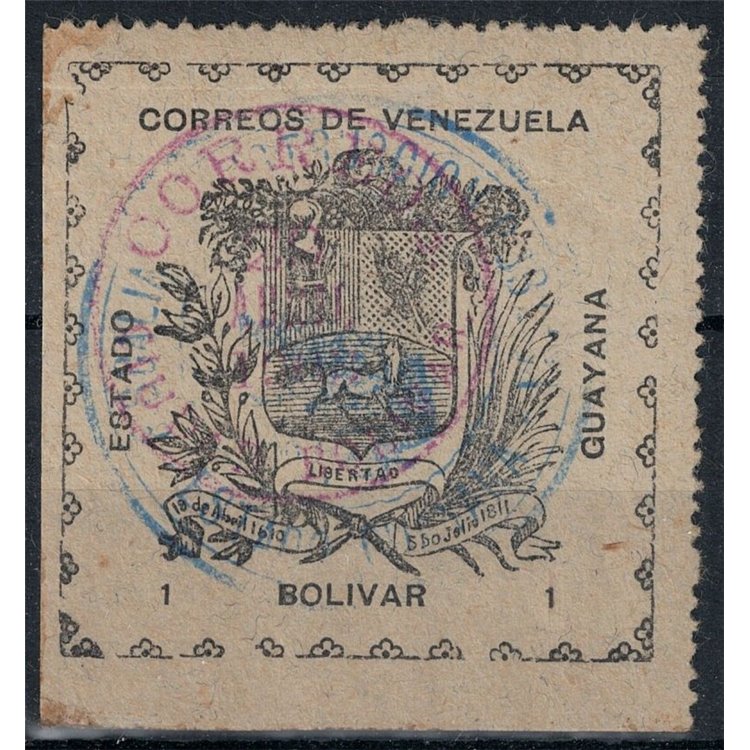 VENEZUELA 1903 Stemma di Guayana 1b nero su grigio us