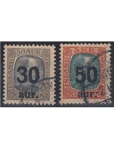 ICELAND 1925 Overprinted 2v us