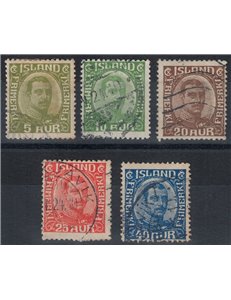 ISLANDA 1921-22 Re Cristiano X 5v us
