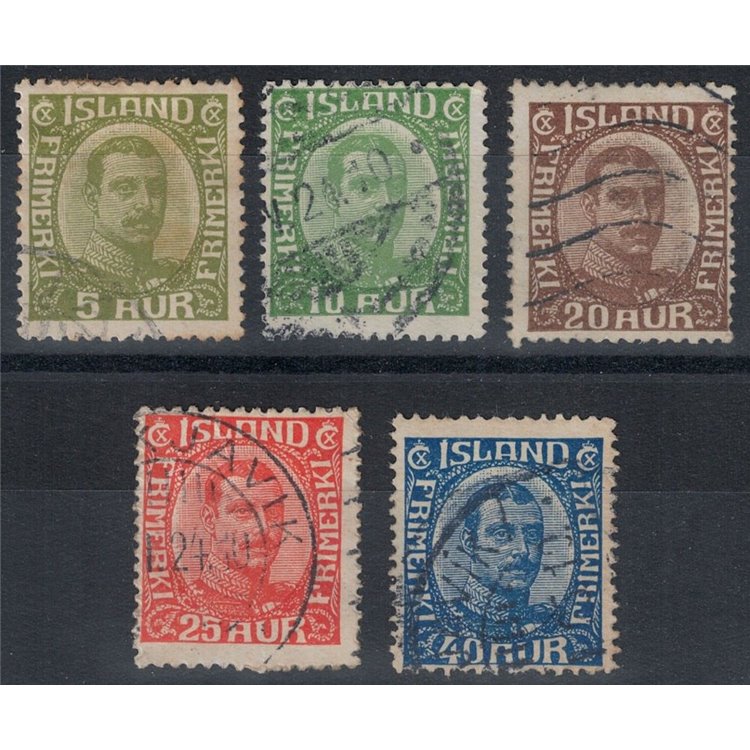 ISLANDA 1921-22 Re Cristiano X 5v us