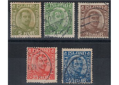 ISLANDA 1921-22 Re Cristiano X 5v us