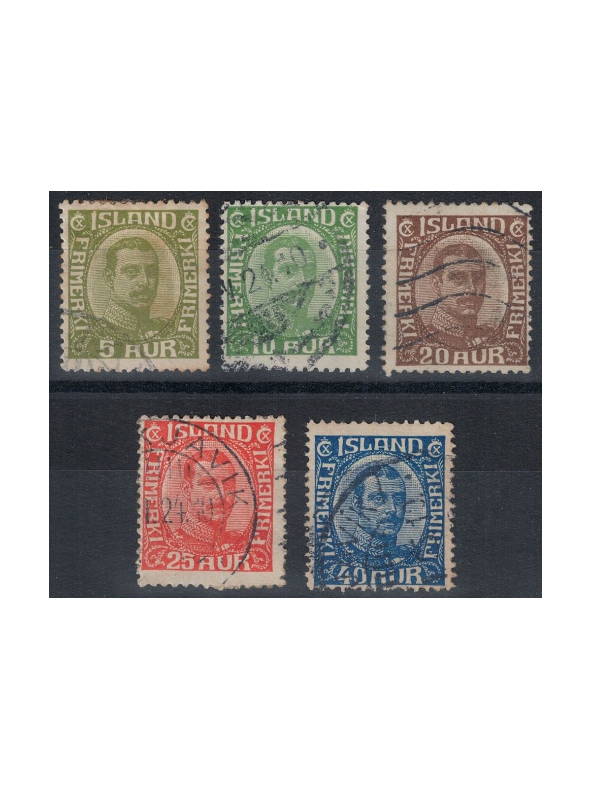 ICELAND 1921-22 King Christian X 5v us