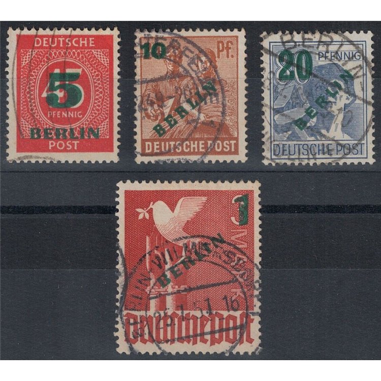 BERLIN 1949 AIS Zone stamps, green overprint, 4v US