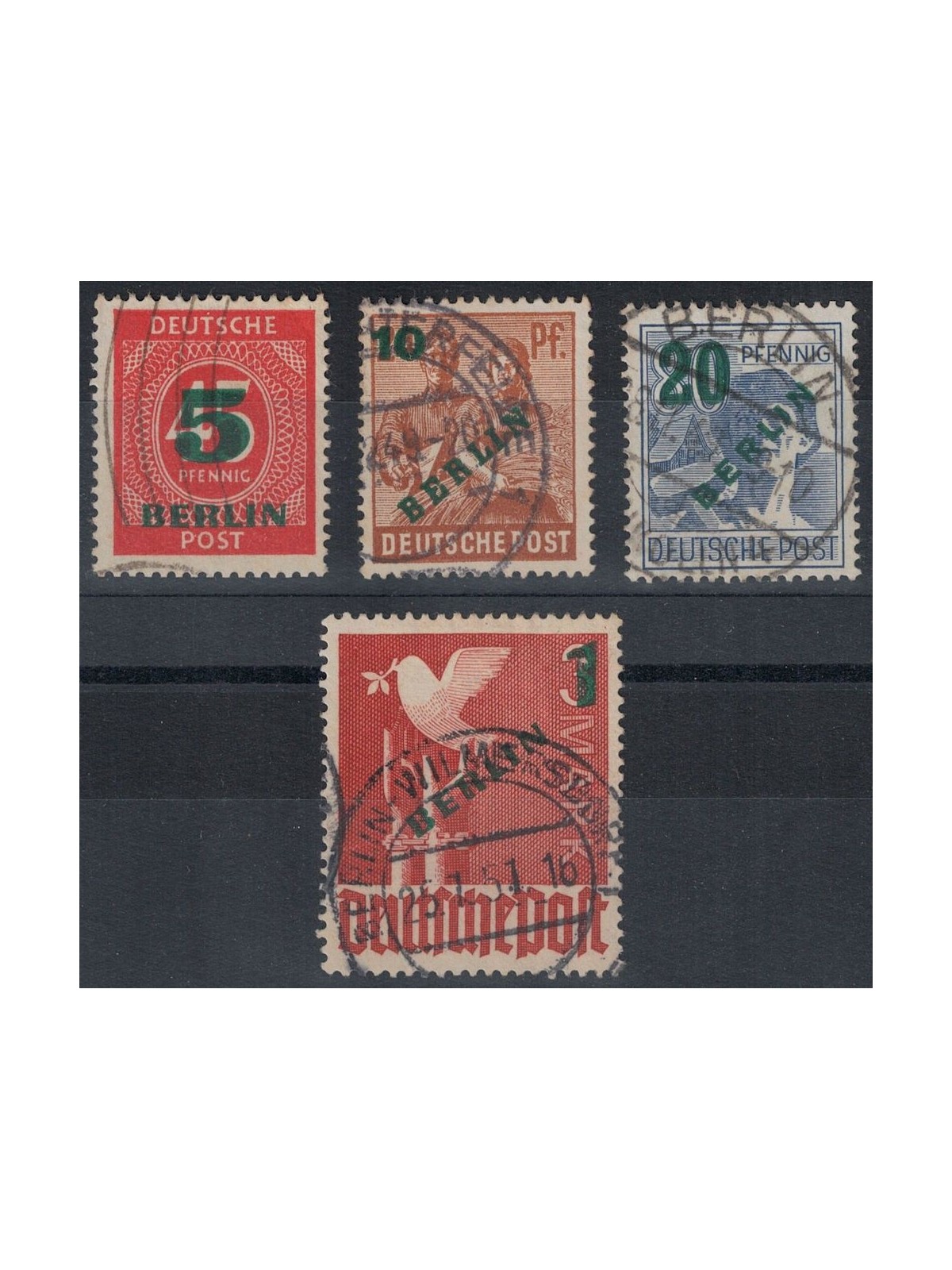 BERLIN 1949 AIS Zone stamps, green overprint, 4v US