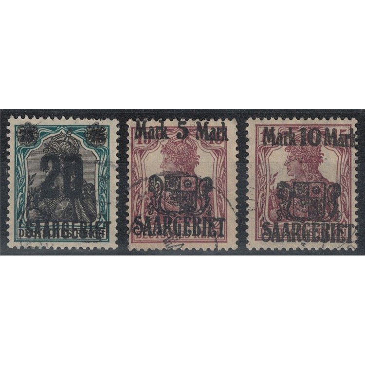 GERMANIA SARRE 1921 Soprastampati 3v us