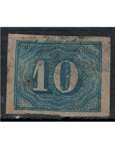 BRAZIL 1854-61 Small figures 10r blue us