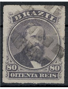 BRAZIL 1876-77 Pedro II 80r black violet us