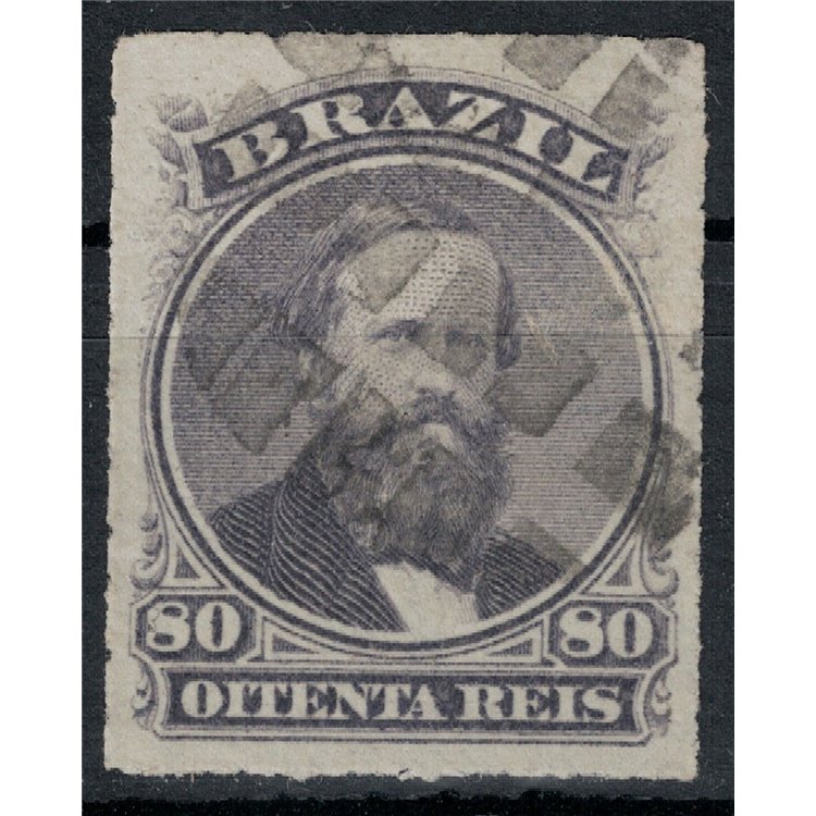 BRAZIL 1876-77 Pedro II 80r black violet us