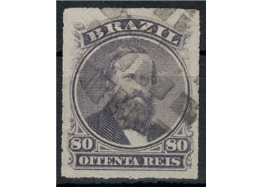 BRAZIL 1876-77 Pedro II 80r black violet us
