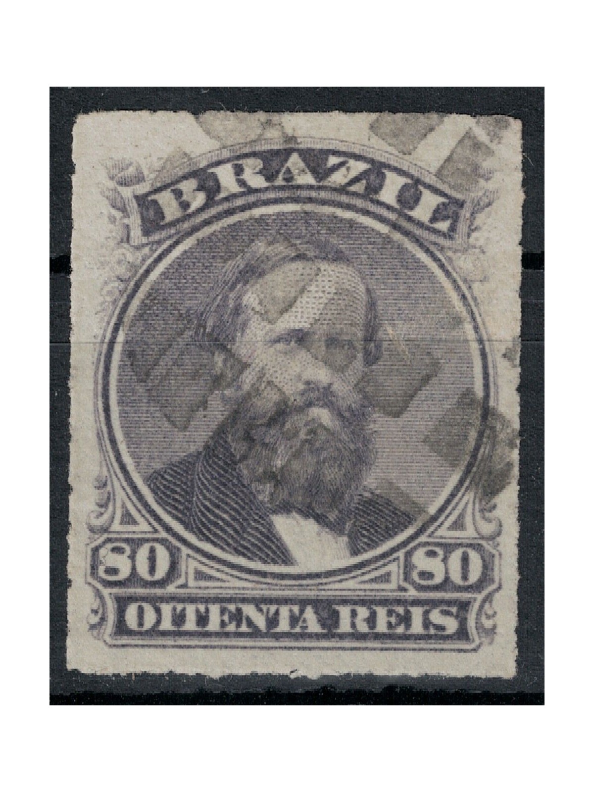 BRAZIL 1876-77 Pedro II 80r black violet us