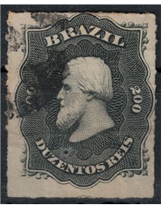 BRAZIL 1876-77 Pedro II 200r black us