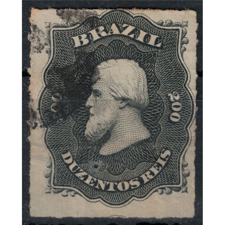 BRASILE 1876-77 Pedro II 200r nero us