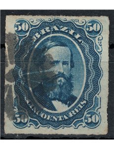 BRASILE 1876-77 Pedro II 50r blu us