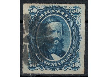 BRAZIL 1876-77 Pedro II 50r blue us