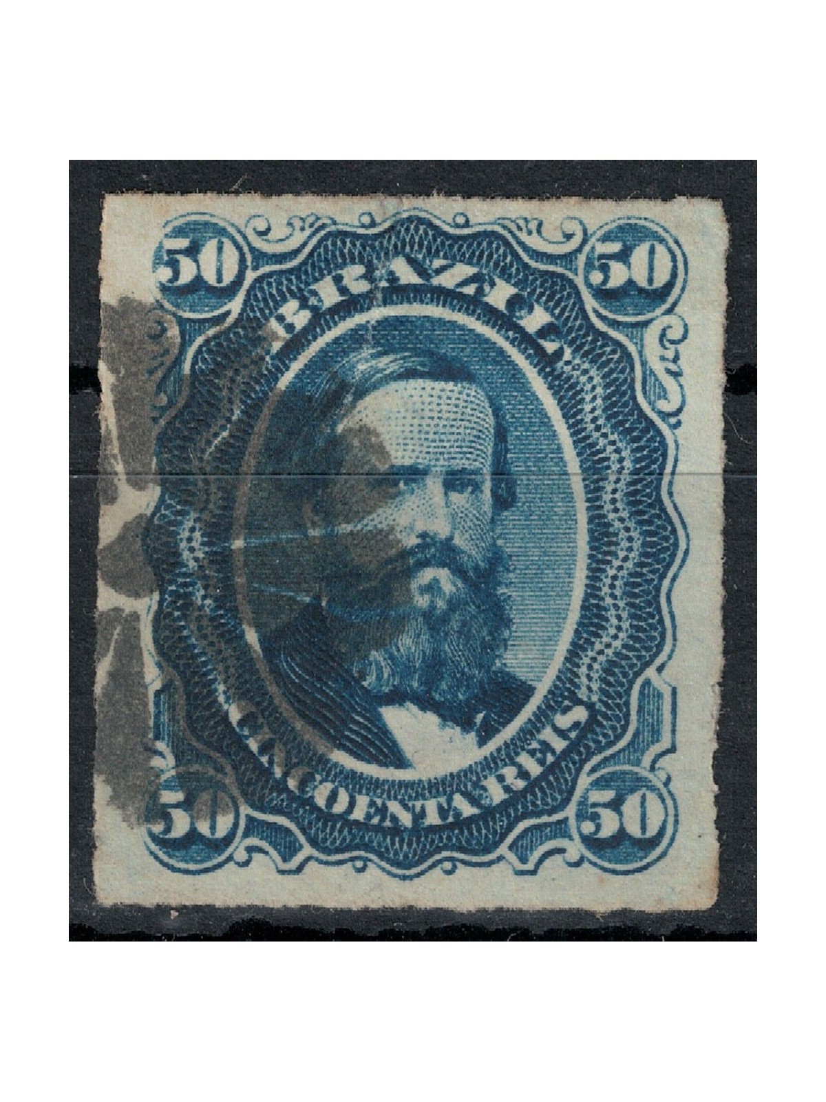 BRAZIL 1876-77 Pedro II 50r blue us