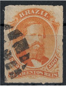 BRAZIL 1876-77 Pedro II 500r orange us