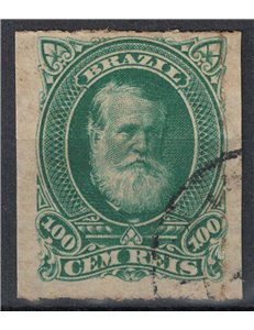 BRASILE 1878-79 Pedro II 100r verde us