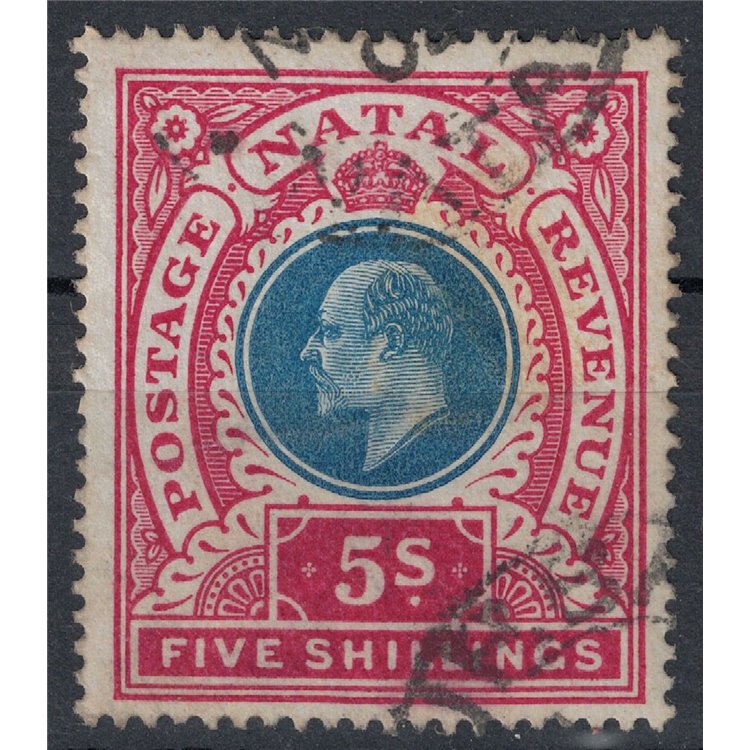NATAL 1902-03 Edward VII 5s carmine red and blue us