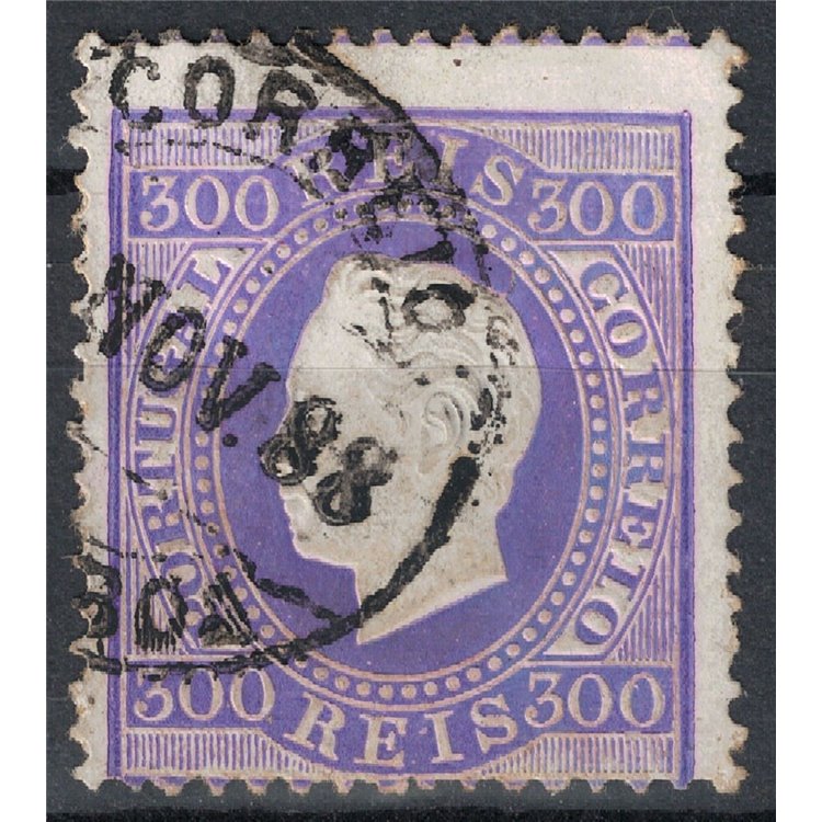 PORTUGAL 1883 Louis I (coated paper, 13½ mm thick) 300r violet us