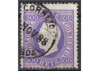 PORTUGAL 1883 Louis I (coated paper, 13½ mm thick) 300r violet us