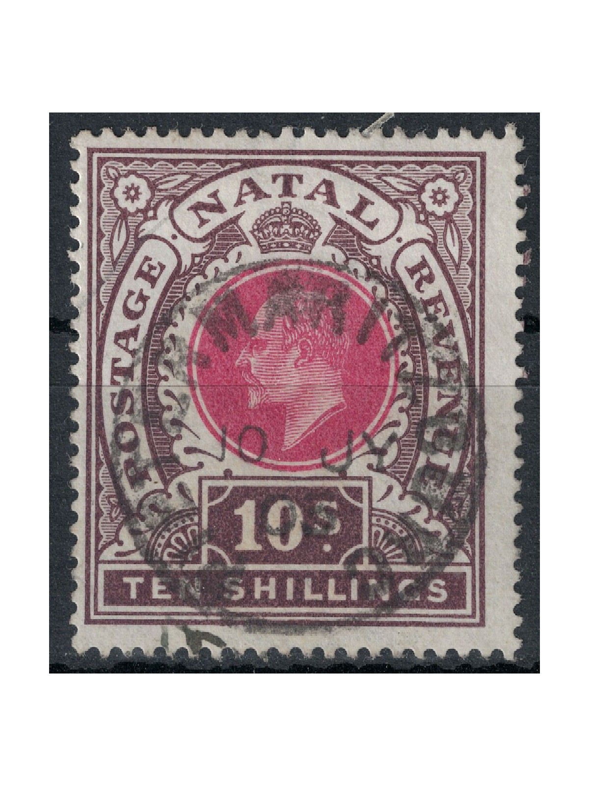 NATAL 1902-03 Edward VII 10s brown and carmine us