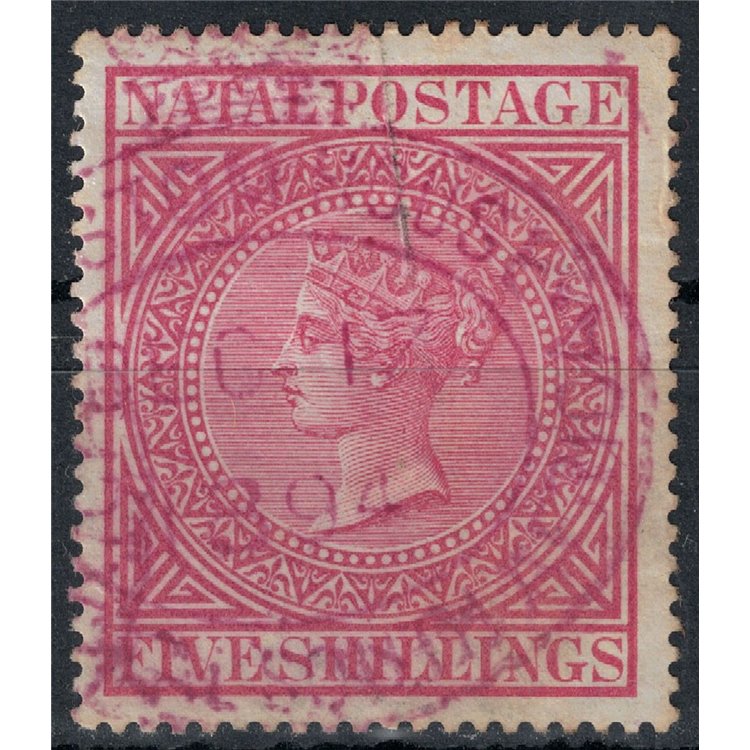 NATAL 1874-80 Queen Victoria 5s carmine us