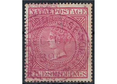 NATAL 1874-80 Queen Victoria 5s carmine us