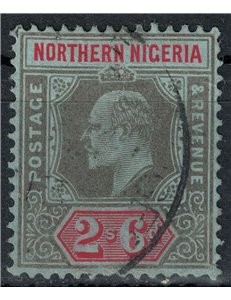 NIGERIA DEL NORD 1910-11 Edoardo VII 2/6 nero e rosso su azzurro us