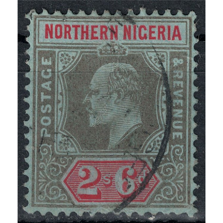 NORTHERN NIGERIA 1910-11 Edward VII 2/6 black and red on blue us