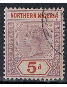 NIGERIA DEL NORD 1900 Regina Vittoria 5p violetto e rosso us