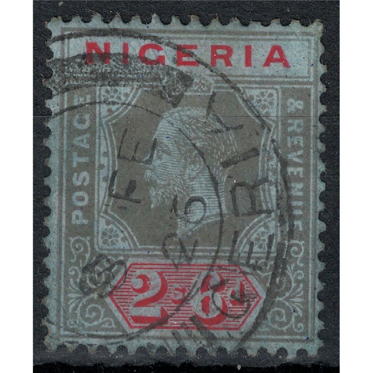 NIGERIA 1914 Giorgio V 2/6 nero e rosso su azzurro us