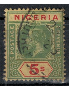 NIGERIA 1914 Giorgio V 5s verde e rosso su giallo us